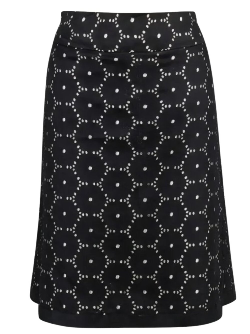 Talbots Womens Petite 10P Black Eyelet Cotton Skirt Knee Length A-Line Lined